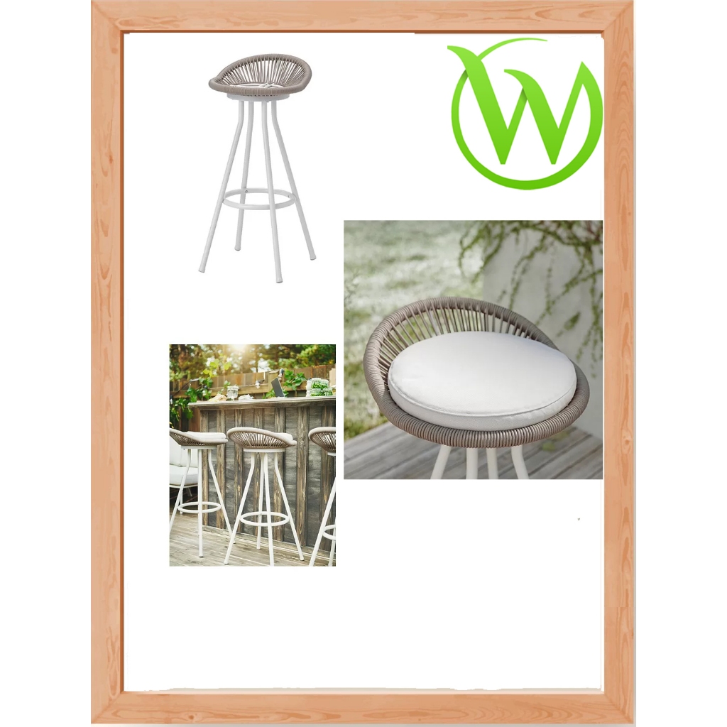 Bangku bar SEGERON Bar stool Outdoor, luar ruang, putaran putih/krem