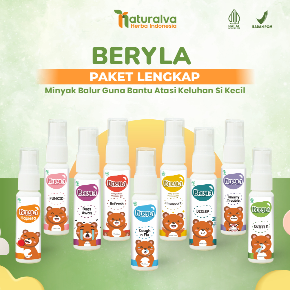 PAKET 9 Beryla Baby Oil Minyak Pijat Essential Oil Bayi 22 ML