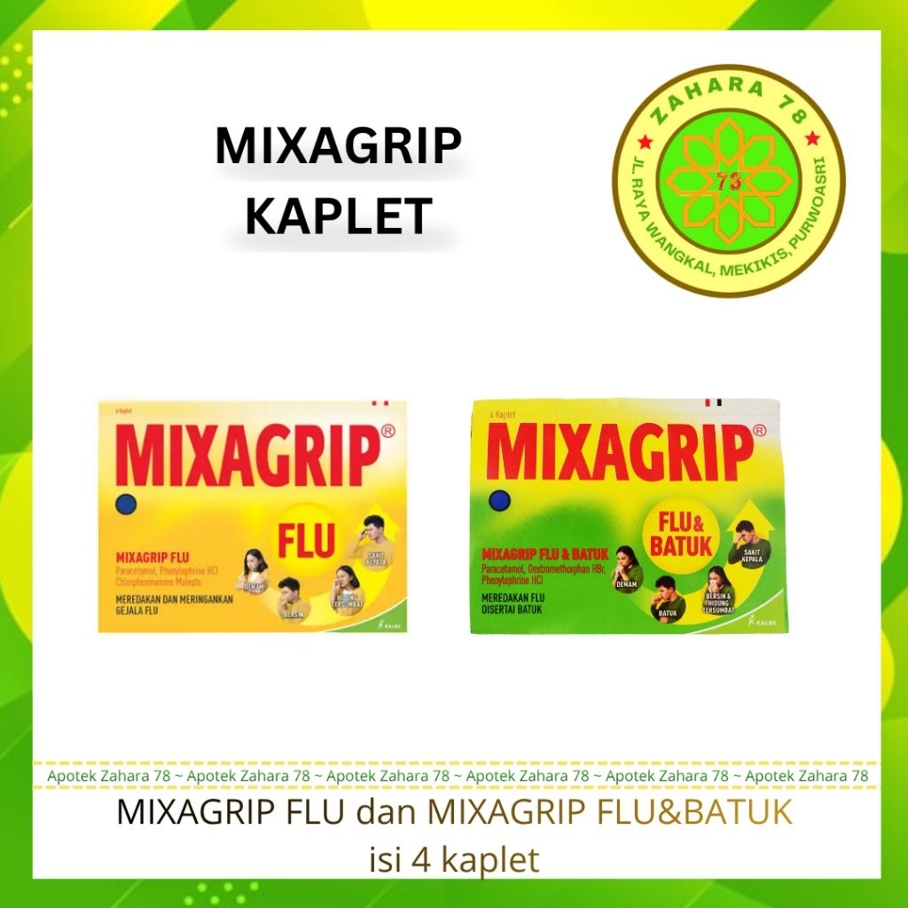 MIXAGRIP FLU DAN MIXAGRIP FLU&BATUK ISI 4 KAPLET