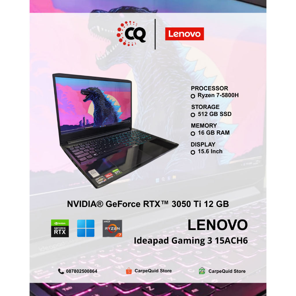 Lenovo Ideapad Gaming 3 15ACH6 Ryzen 7 RTX 3050 | Gaming Desain Laptop
