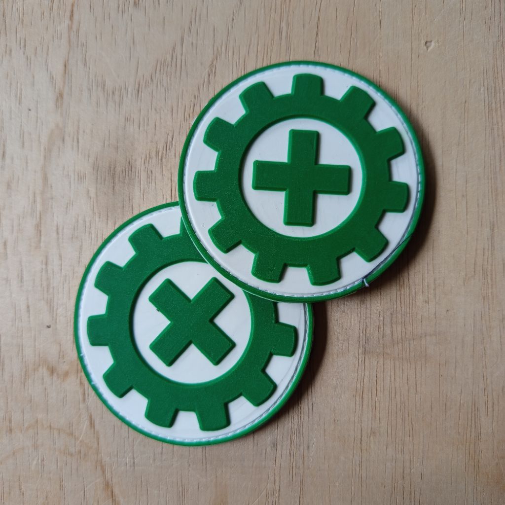 rubber patch logo safety bulat tempelan emblem aksesoris karet