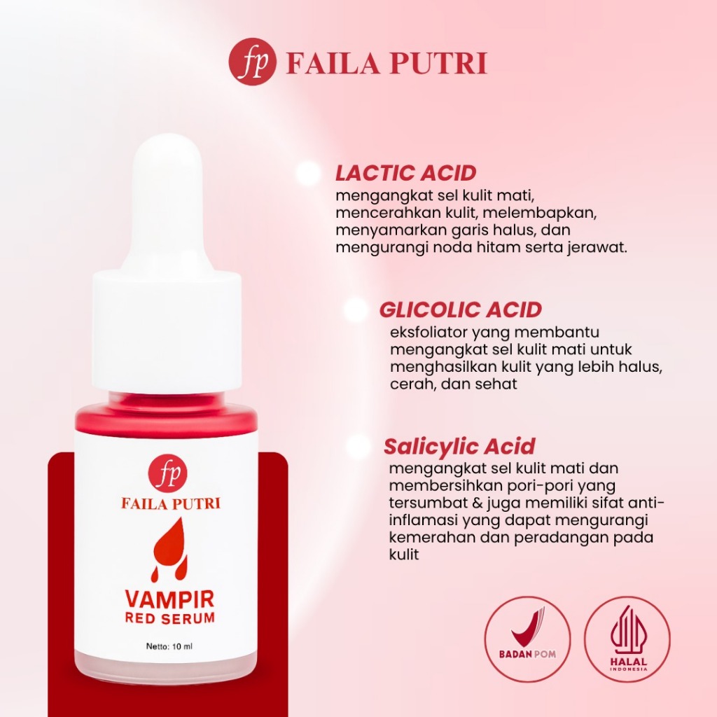 FAILA PUTRI Vampir Red Serum Peeling Serum Mengangkat Sel Kulit Mati