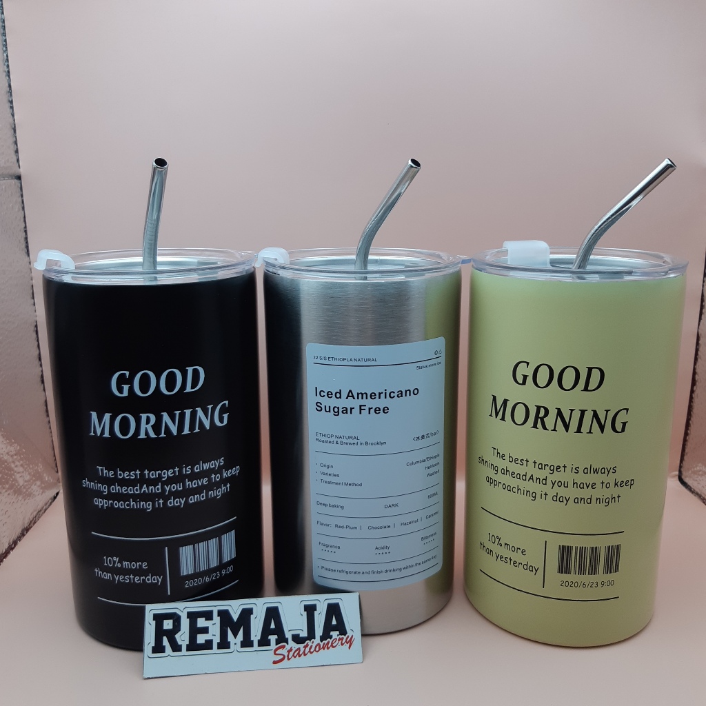 Tumbler GOOD MORNING Stainless + Sedotan