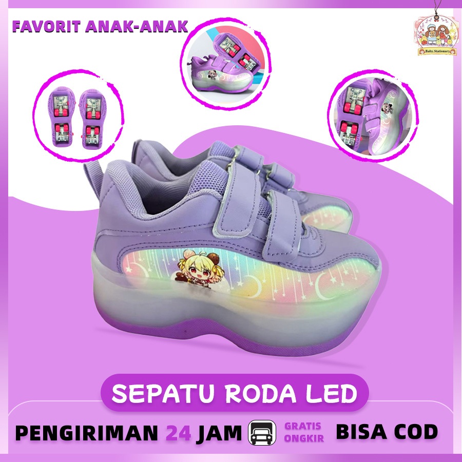 Sepatu Roda Anak LED Keren -4 Roda Stabil sepatu roda anak sepatu roda anak perempuan 4 roda