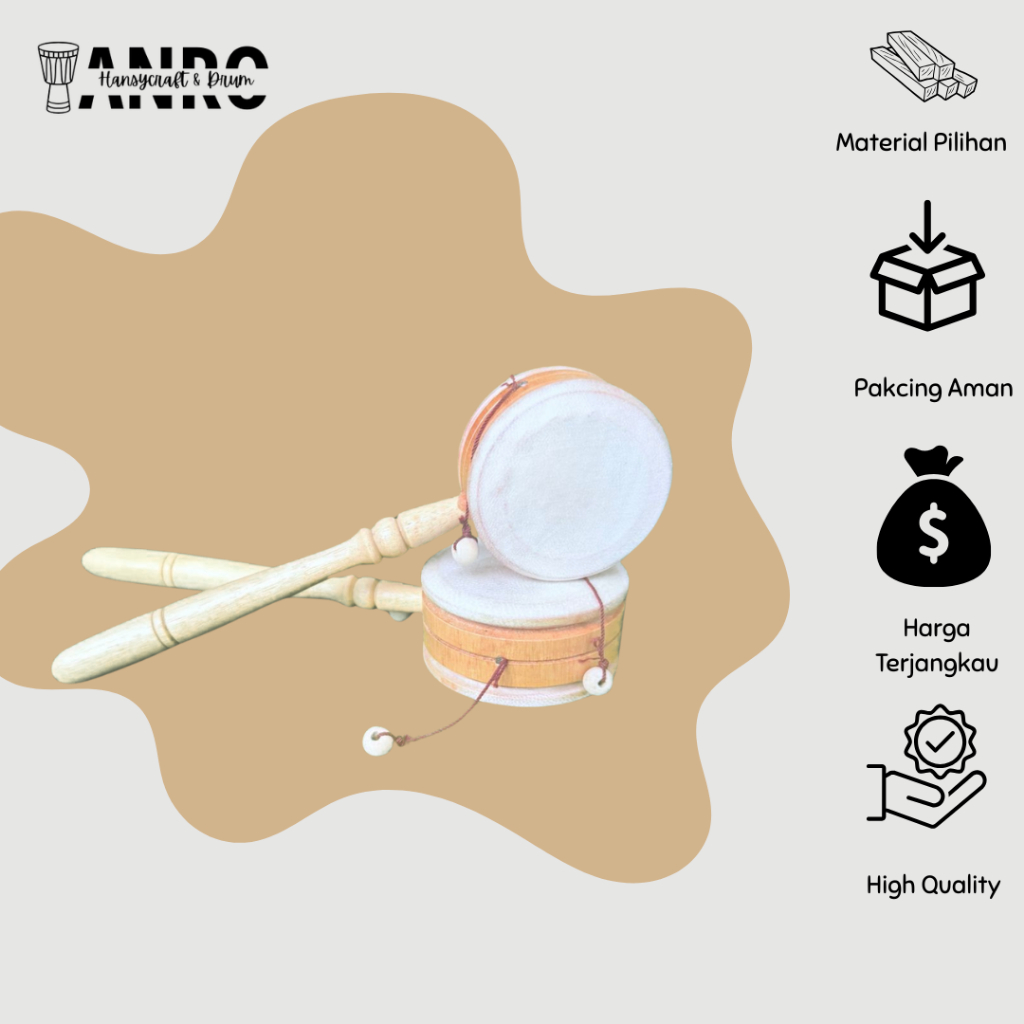 Mainan Alat Musik Anak Tradisional Ontong Ontong Kendang Anak / Miniatur Gendang Dangdut