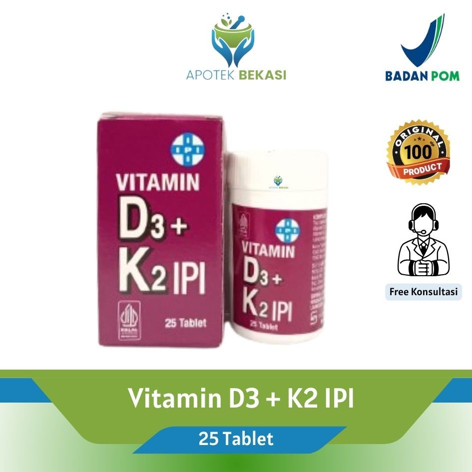 IPI Vitamin D3 + K2 25 Tablet - Suplemen Vitamin D3 dan K2