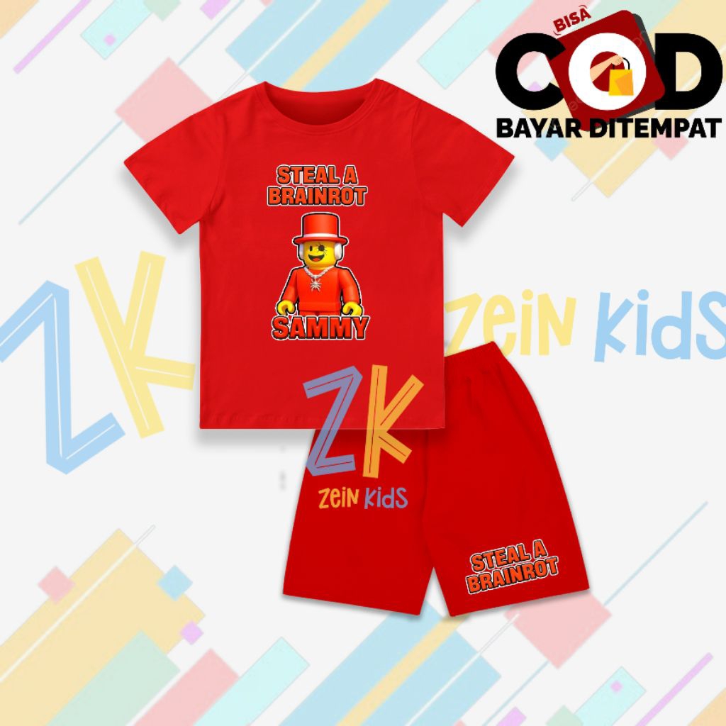 Setelan Kaos Anak Steal A Brainrot Owner Sammy - Setelan Baju Anak Steal A Brainrot Owner Sammy