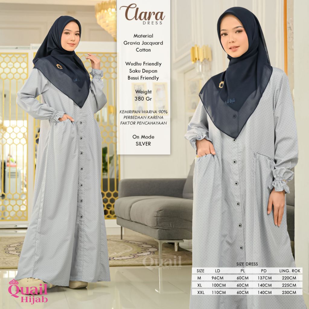 CLARA Dress Baju Muslim Wanita Original Quail Hijab