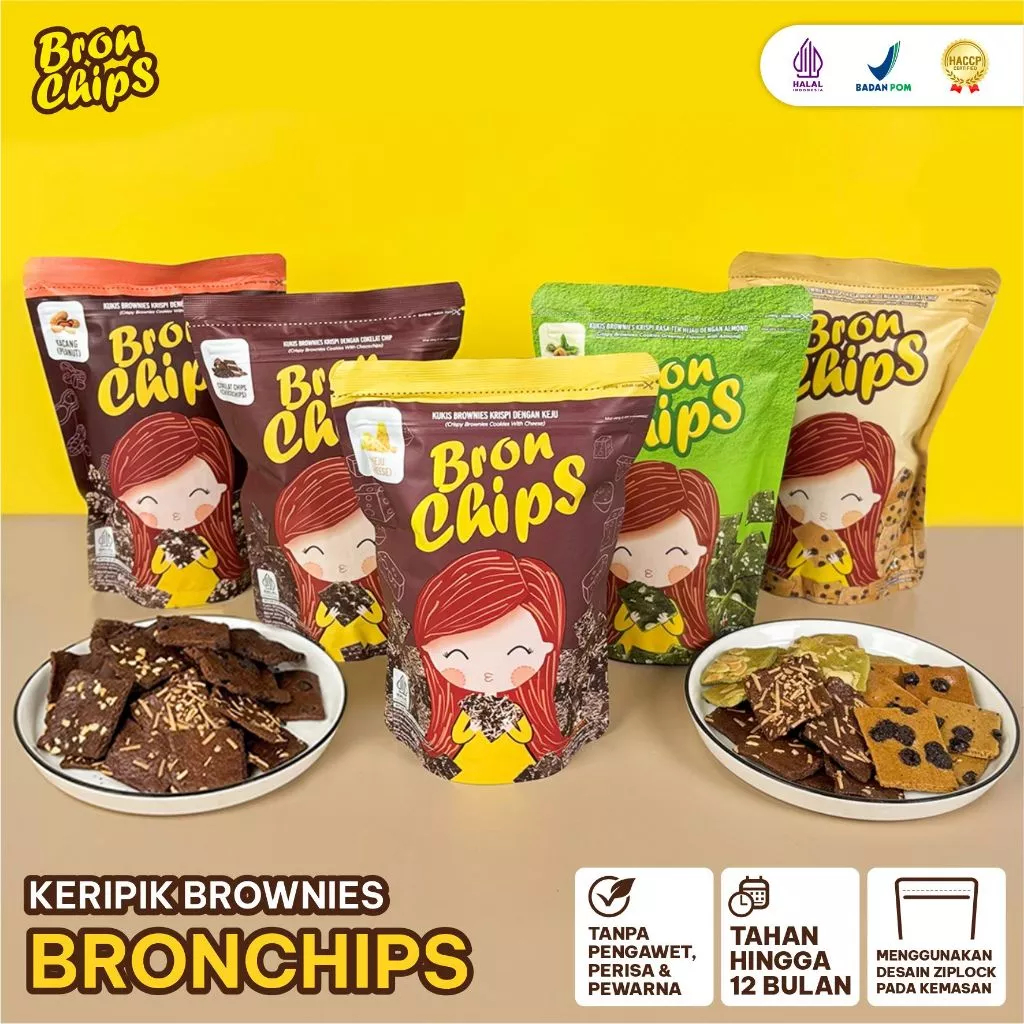 Bronchips Brownies Chips | Keripik Brownies Crispy Cemilan Sehat 60 gr