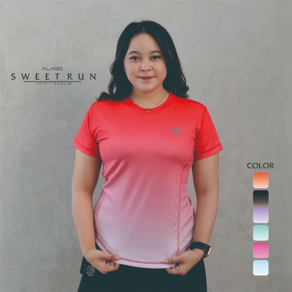 ALAGO SWEETRUN JERSEY RUNNING WANITA  BAJU LARI WANITA BAJU SENAM JERSEY OLAHRAGA
