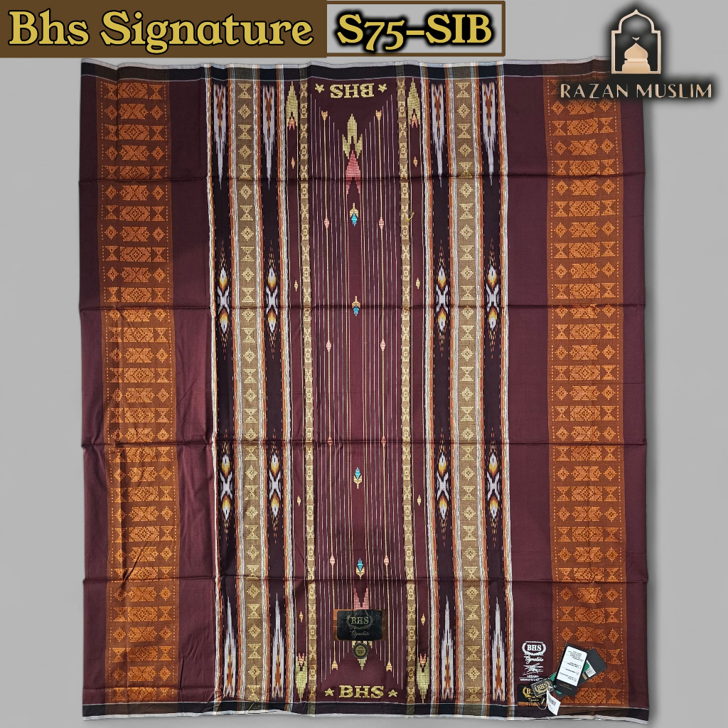 Sarung BHS Signature S75 SIB Motif Maroon Merah Bata