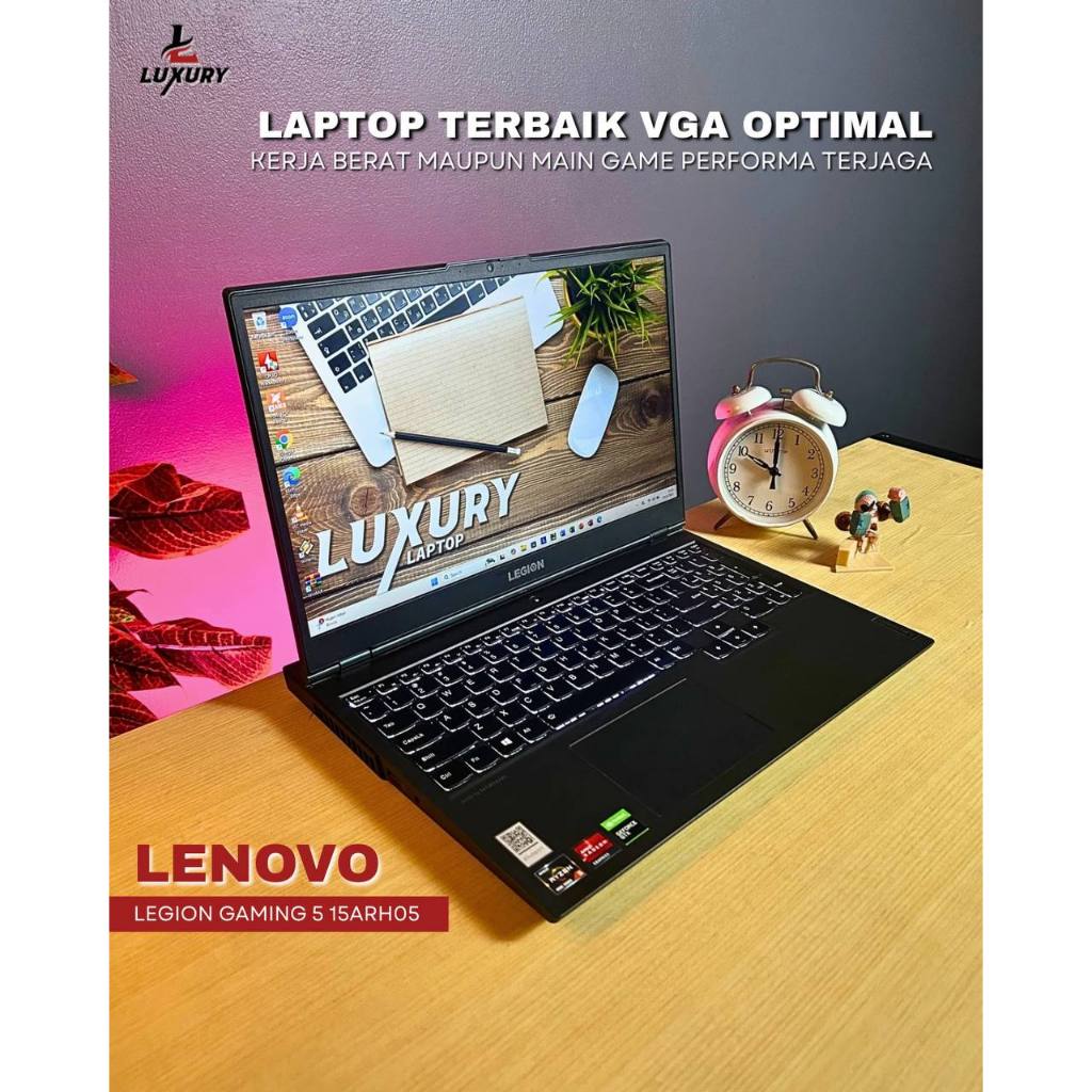 LAPTOP GAMING LENOVO LEGION 5 15ARH05 SLIM RYZEN 5 4K NVIDIA GTX 1650TI RAM DDR4 SSD BACKLIGHT SECON