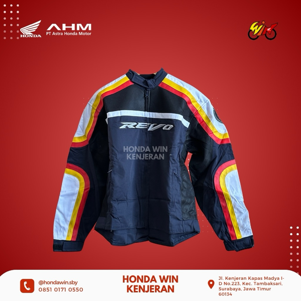 Jaket Sepeda Motor Revo Honda ASLI hitam putih kuning merah