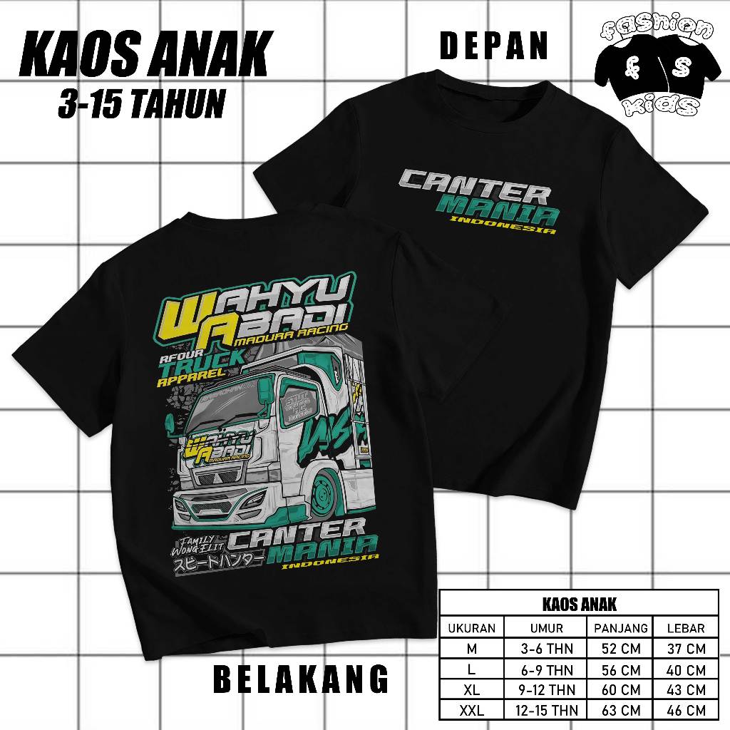 BAJU KAOS ANAK TRUK OLENG WAHYU ABADI ANAK KAOS TRUCK MODIF ANAK KAOS ANAK USIAA 3-15 TAHUN GAMBAR T