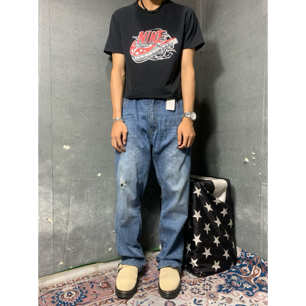 RIPPED BLUE JEANS INVISIBLE REGULAR FIT