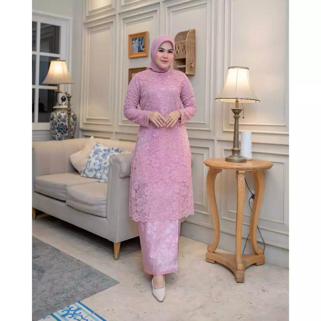 KEBAYA TUNIK BROKAT ROK SONGKET LILIT//KEBAYA MODERN//KEBAYA PESTA//SET KEBAYA BROKAT PREMIUM//SET K