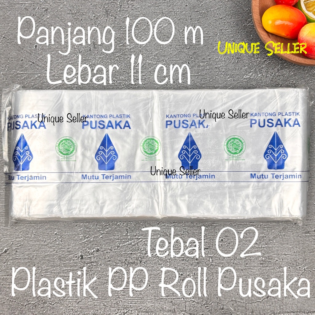 Plastik PP ROLL 11cm 11 cm Tebal 02 Panjang 100m PUSAKA Plastik Roll Pembungkus Kacang Biji Bubuk