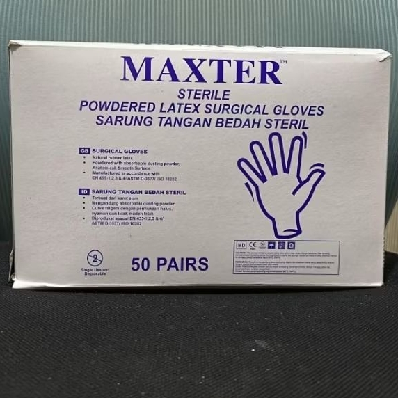 Handscoon steril sarung tangan medis MAXTER size ukuran 7,5 dan 8
