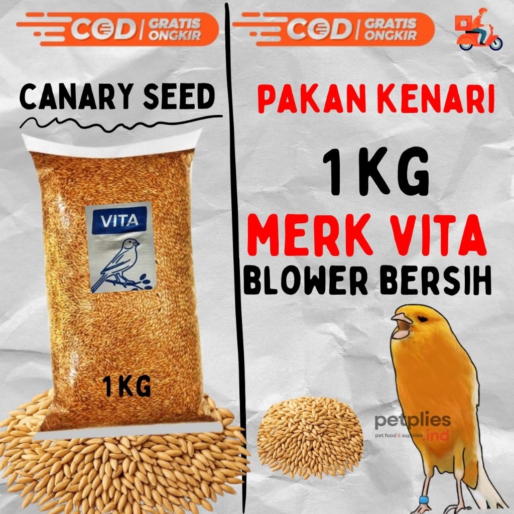 PAKAN BURUNG KENARI SEED VITA 1Kg - Biji Grade A Premium Untuk Finch LovebirdPakan Burung Milet / Fo