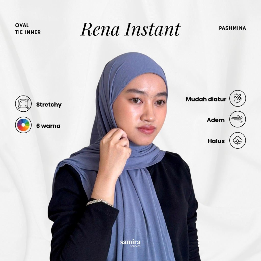 Samira - Rena Instant | Pashmina Rayon Airism Instan Oval Ciput Tali