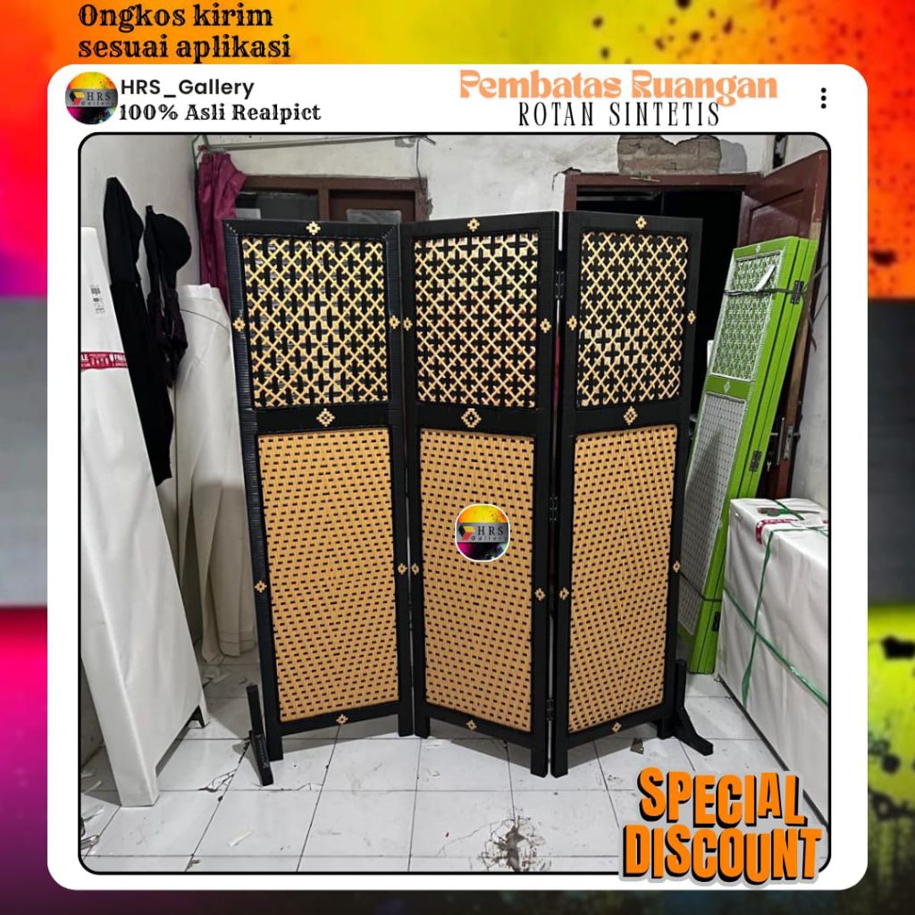 (tinggi 2meter)pembatas ruangan sketsel rotan sintetis termurah