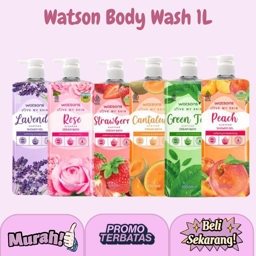 WATSONS Sabun Mandi Cair 1L 1000ml Original Botol Pump Strawberry Rose