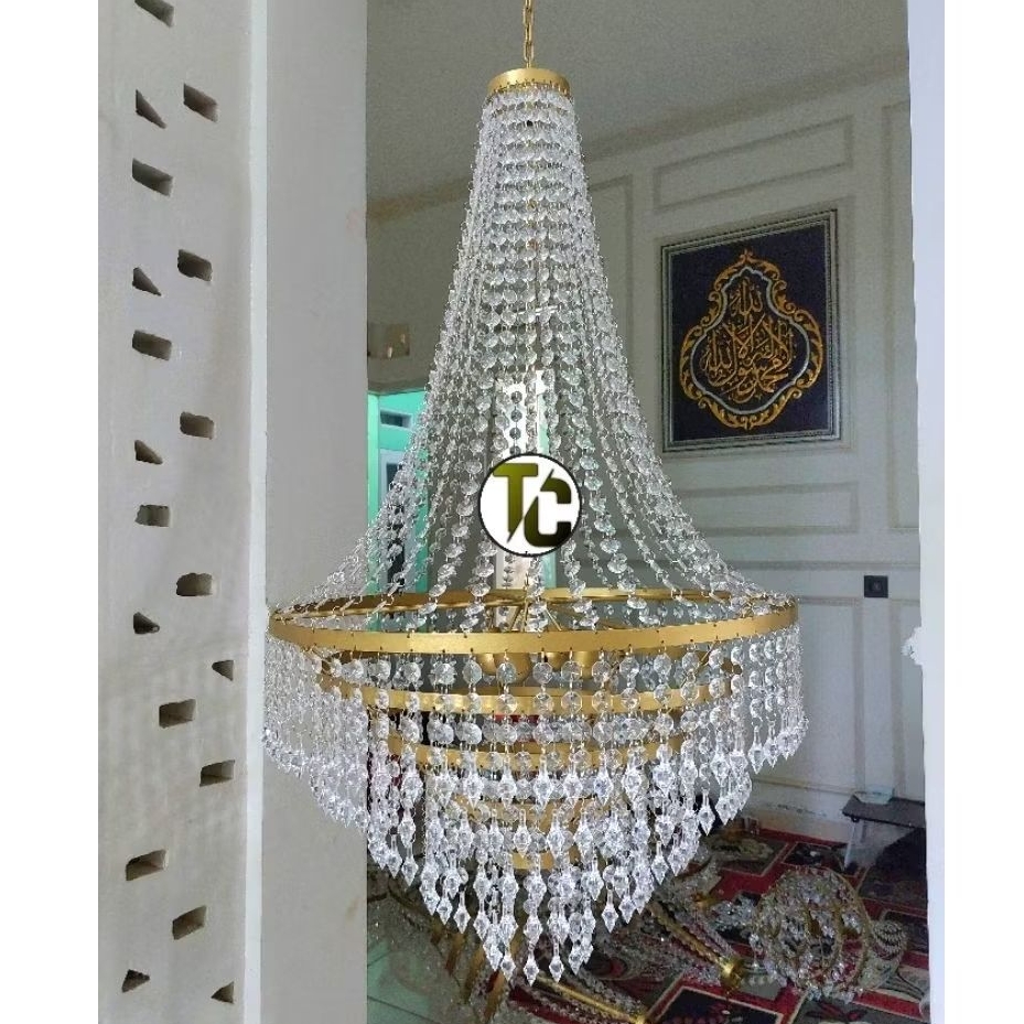 Lampu kristal gantung jumbo + 4piting - dekorasi/rumah/wedding/pelaminan