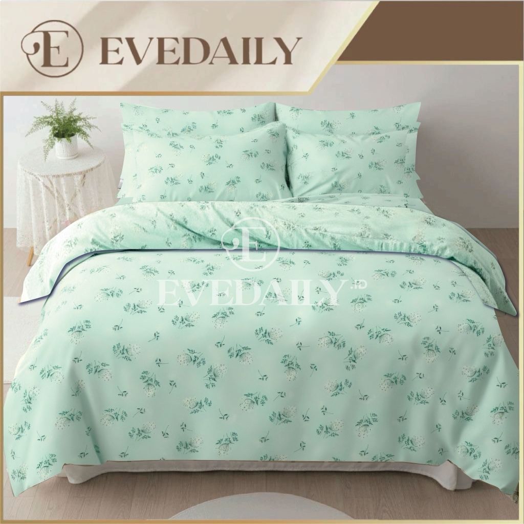 Promo Bed Cover Full Set Sprei Motif Green Shelby -  90x200 - 200x200 - Evedaily