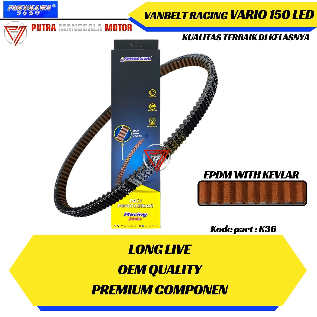 Fukukawa Vanbelt V belt Fanbelt Vario 110 125 150 160 ESP Led Old New K36 EPDM Kevlar Racing