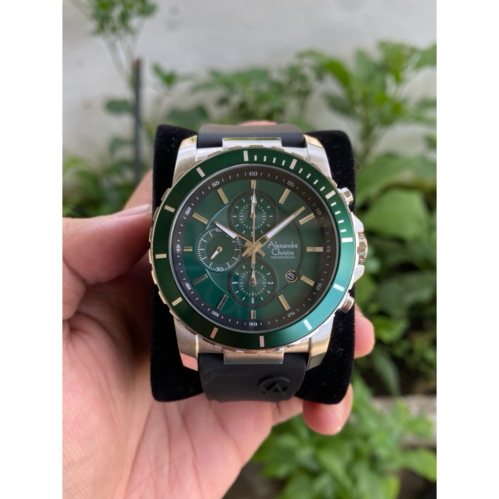 Jam Tangan Pria Alexandre Christie 6141MC Green Dial Second Like New