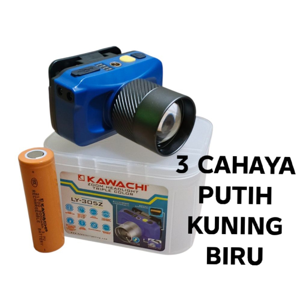 Kawachi Senter Kepala 3 Cahaya Led LY-305Z - Senter Zoom Cob