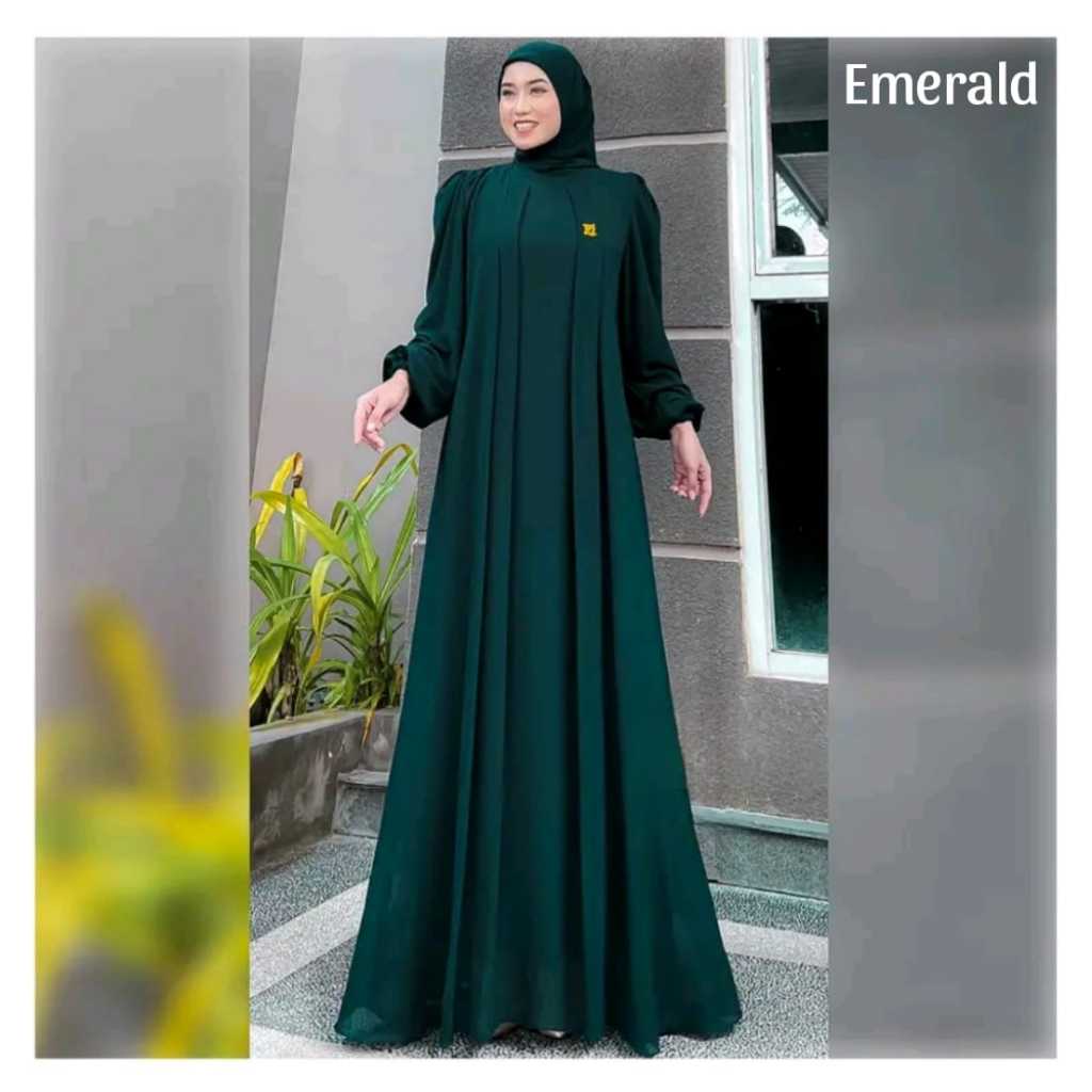 Sarah Maxy Gamis Putih Ceruty Babydoll Puring || Sarah Maxy Gamis Putih Polos Ceruty Puring