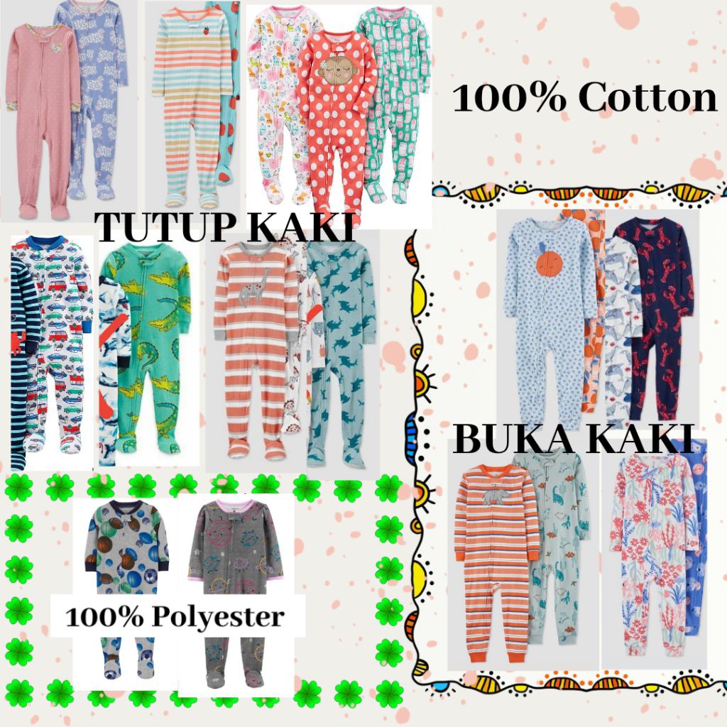 Sleepsuit Carters - Child of Mine - Simply Joys - Just One You - Tutup Kaki - Buka Kaki - 6M 9M 12M 