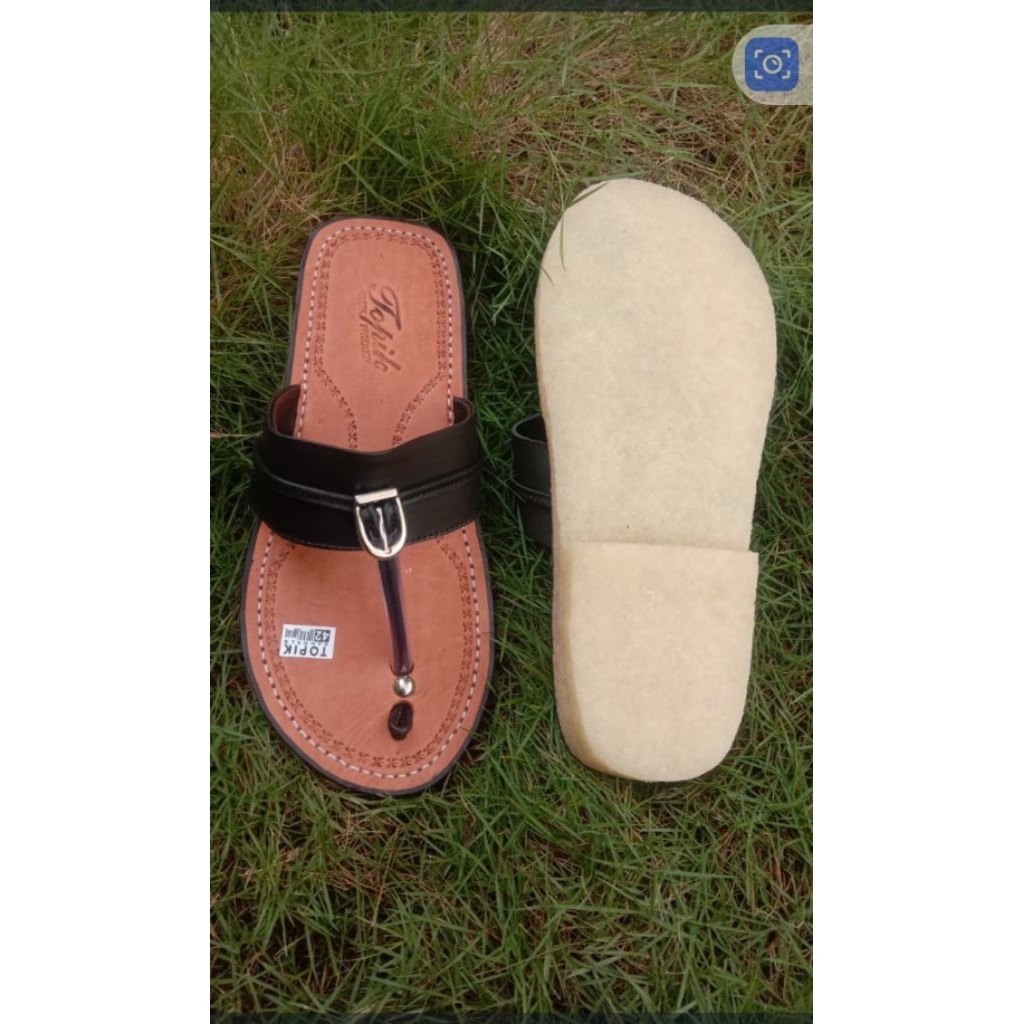 Sandal Tarompah / Jepit Kulit Topik Asli Tasik