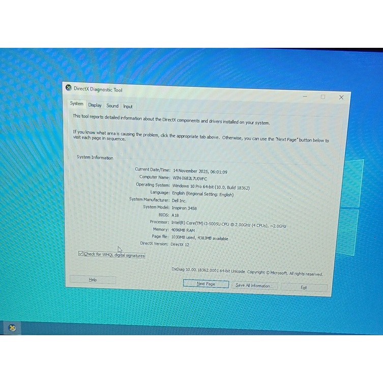 Laptop Dell Inspiron Intel Core i3 Gen 5