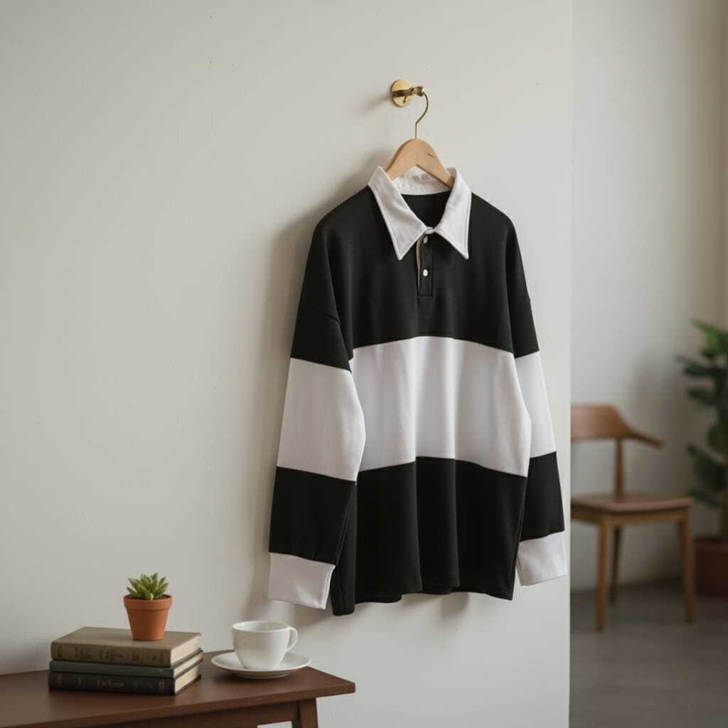 Sweatshirt Rugby Polo Shirt Longslevee Pria Wanita