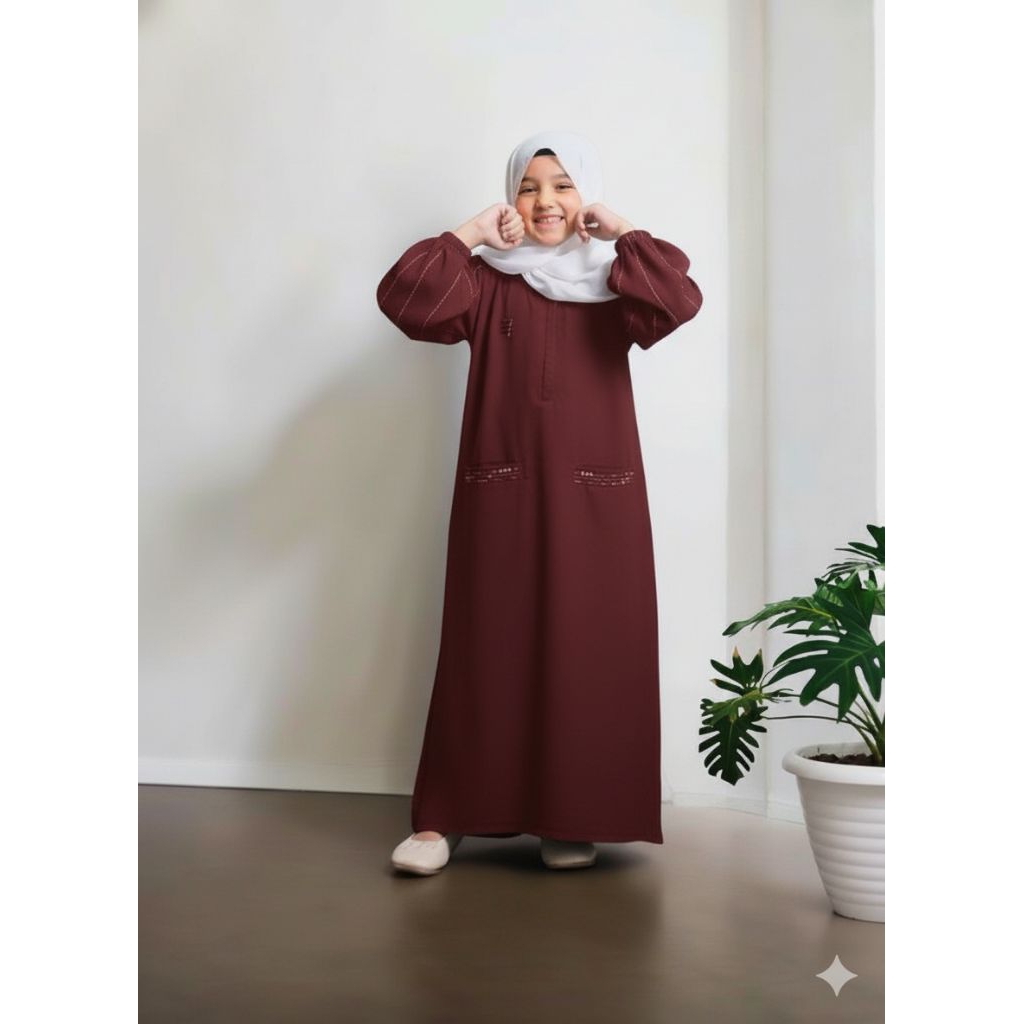 habibah kids gamis anak  bahan crinkle usia 3-10 tahun