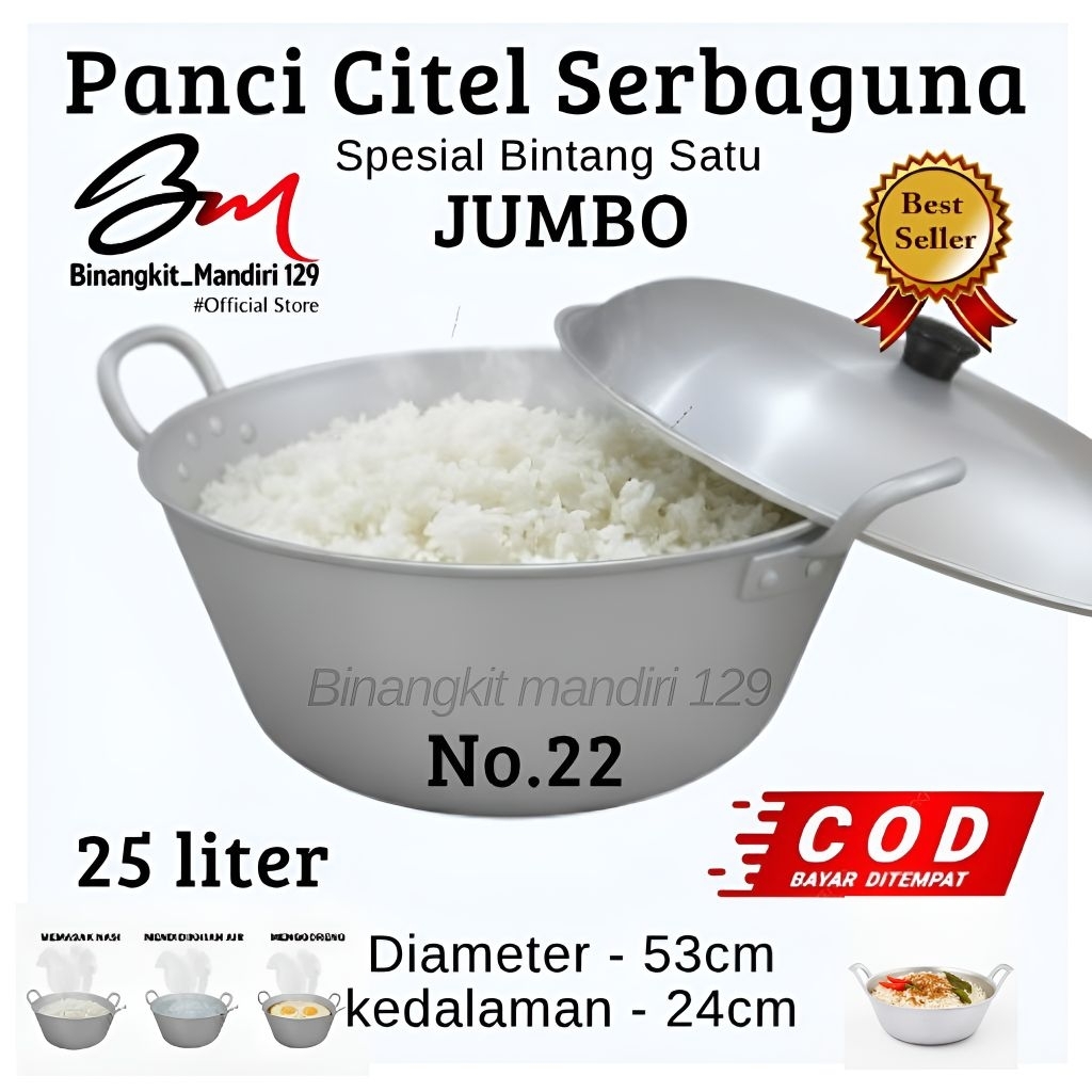 Citel Besar Citel Jumbo no.22 Spesial Bintang Satu Diameter 54 Cm Tinggi 22 Cm Panci Katel Serbaguna
