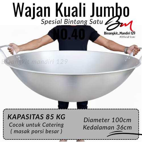 Wajan Kuali kancah Penggorengan Jumbo No.40 Diameter 100cm Aluminium Cor Super Tebal