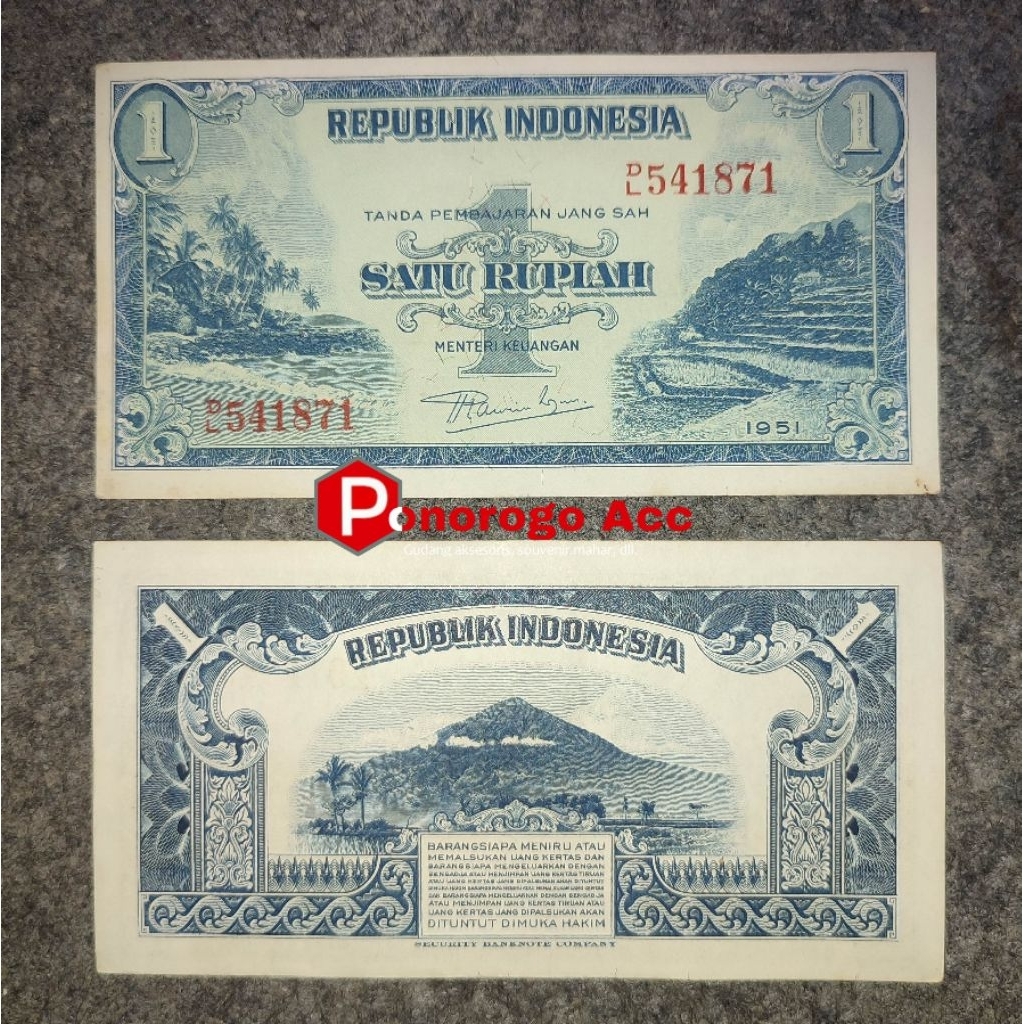 Uang kuno 1 rupiah seri pemandangan tahun 1951 1953