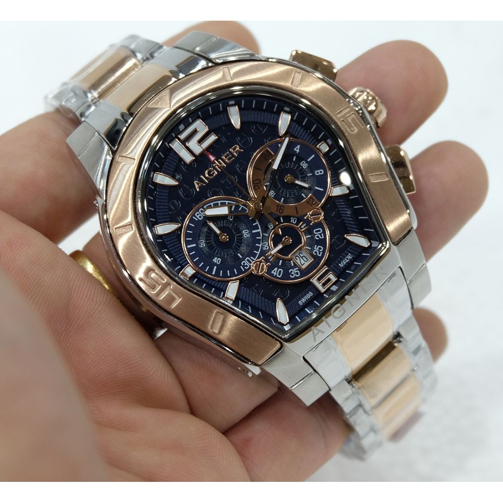 JAM TANGAN PRIA AIGNER PALERMO A58500 CRONOGRAPH TALI RANTAI  - JAM TANGAN PRIA