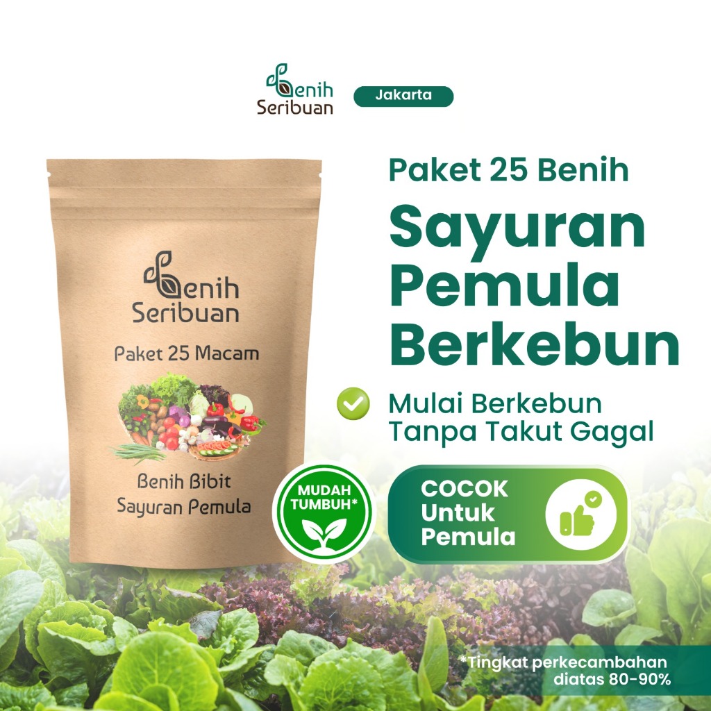 Benih Seribuan - Paket Lengkap 25 Macam Benih Sayur Sayuran Pemula