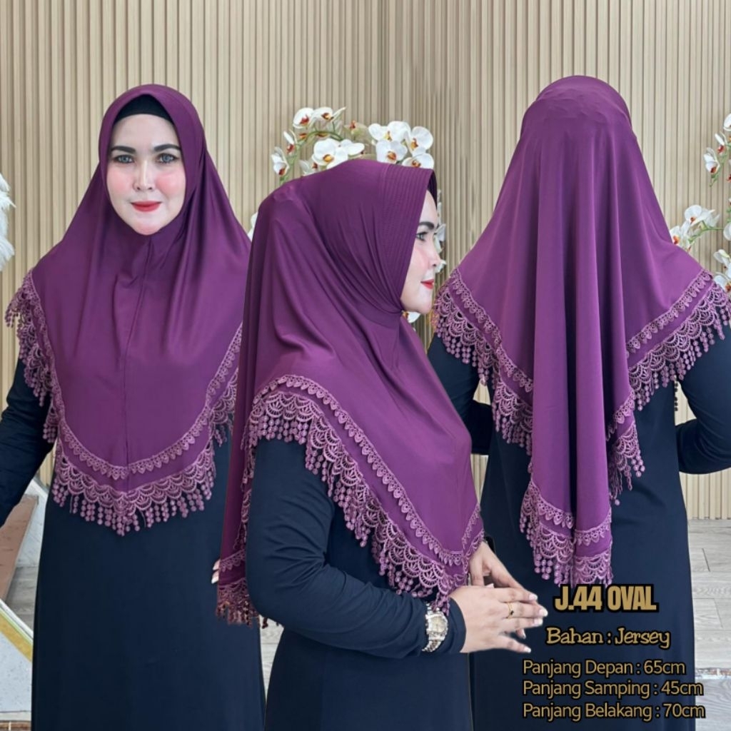 AJE ZAS - J.44 OVAL Daily Hijab Instan Ped Busa Bahan Jersey