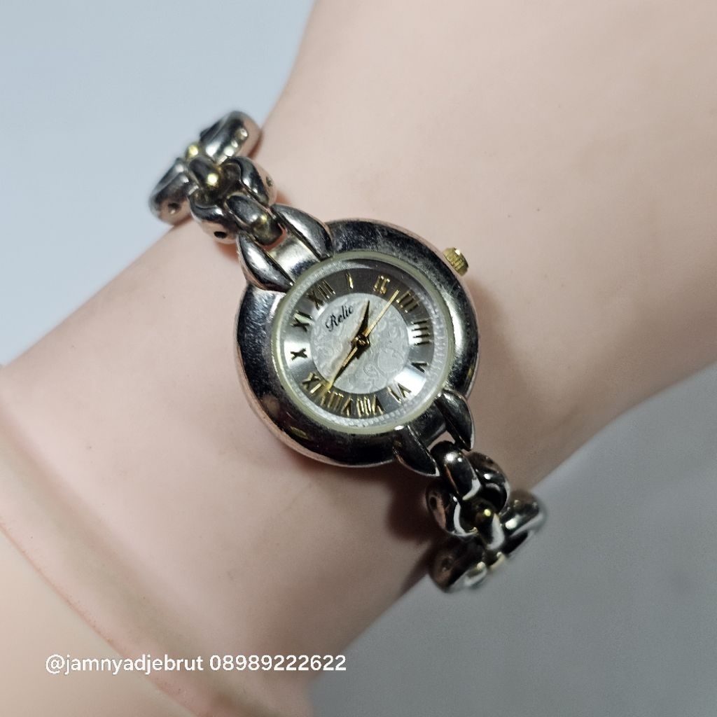 Jam Relic ZR 33010 Silver Gold Rantai Ladies Bekas