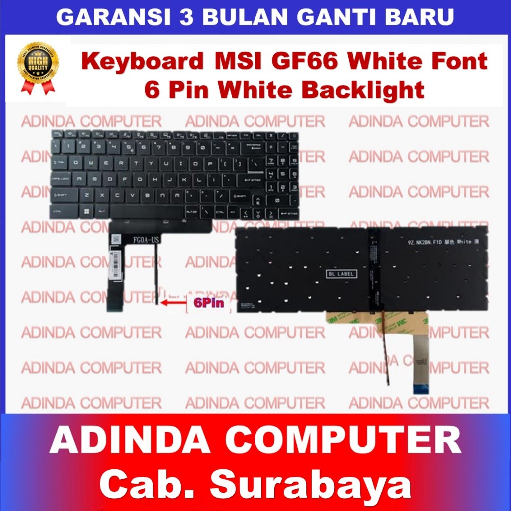 Keyboard MSI GF66 White Backlight