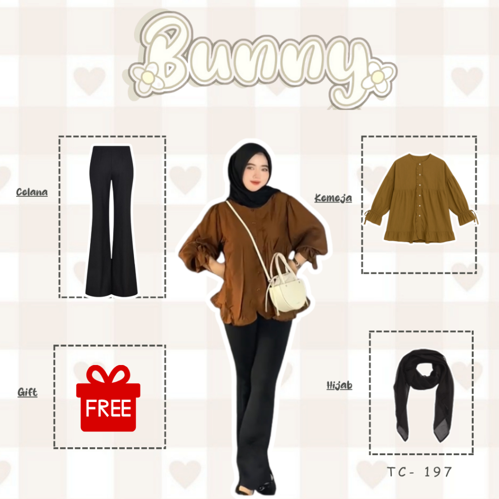 Outfit Remaja Kekinian Dan Terbaru ( Cutbray + Blouse + Hijab ) Ootd Simpel SET TC-197