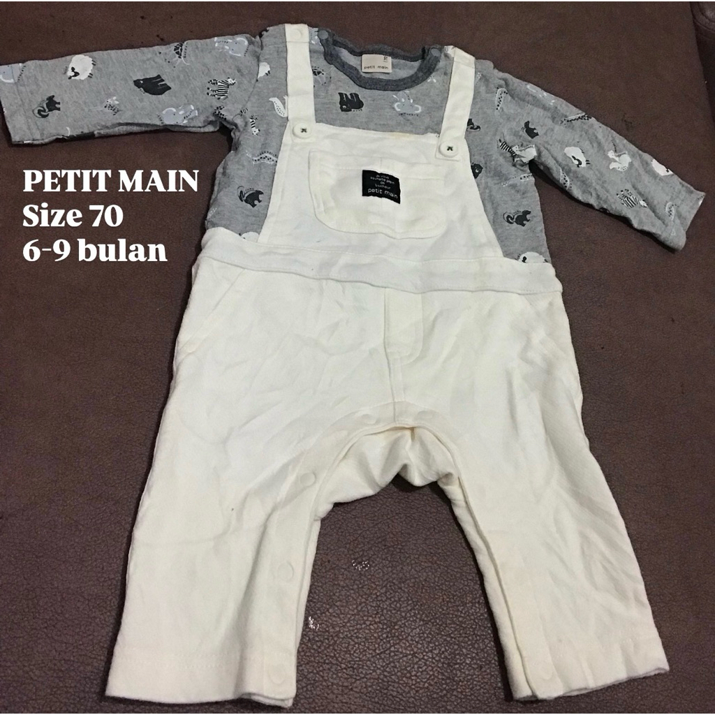 Jumpsuit Overall PETIT MAIN Bayi Laki-Laki Usia 6-9 Bulan / Sleepsuit Bayi Cowok Usia 9 Bulan / OOTD