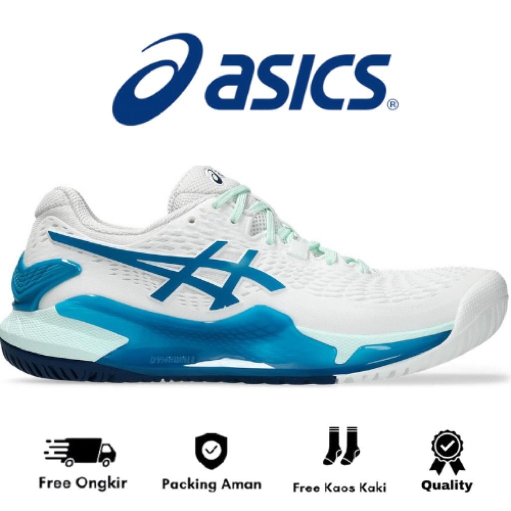 Padel Or Tenis Shoes Asics Gel Resolution 9 White Blue Teal Tenis Shoes