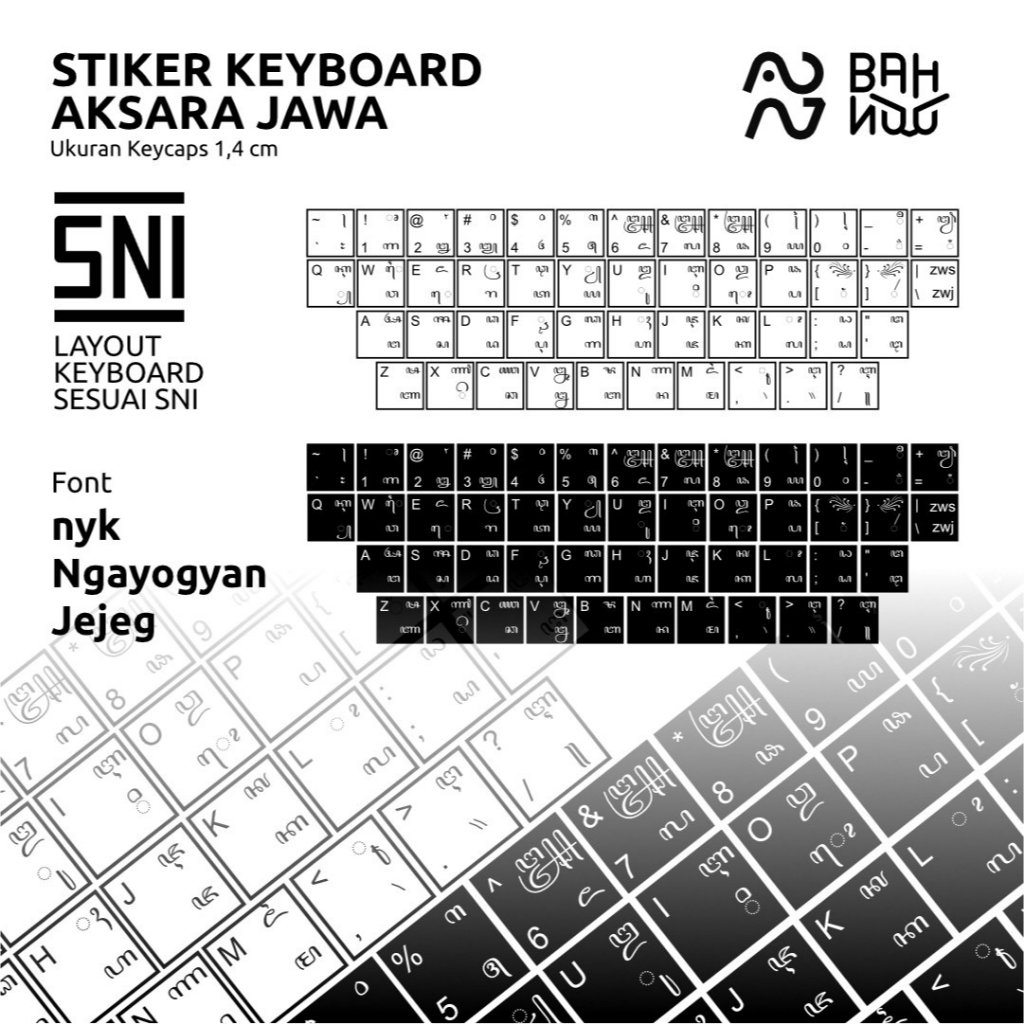 Stiker Keyboard Aksara Jawa Untuk Laptop dan Komputer Layout SNI Standar Nasional Indonesia