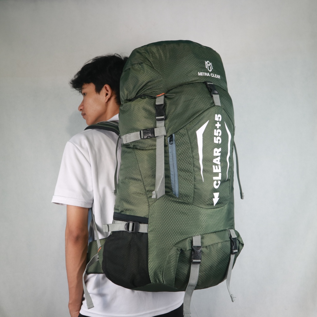 Tas Ransel Gunung 55L Cordura Pria Wanita || Tas Carrier 55L Mitra Clear Kenyamanan Maksimal